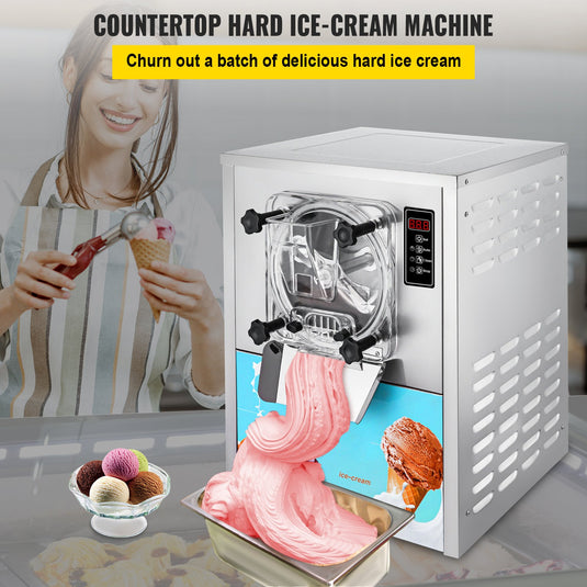 SIHAO - YKF-116 - Commercial Countertop Hard Serve Ice Cream Machine | 1400W Compressor | 4.2-5.3 Gal (16-20L)/H |  Maker with LED Display Screen Auto Shut-Off Timer One Flavors