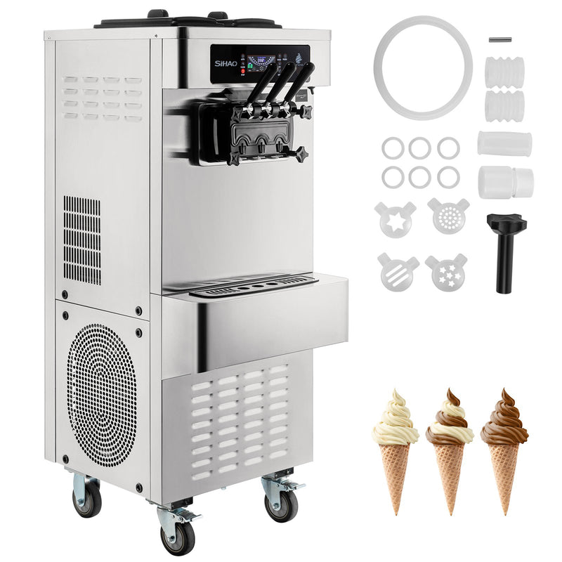 Load image into Gallery viewer, SIHAO - YKF-9236 - Commercial Ice Cream Soft Serve Machine | 20-28L/H Yield | 2+1 Flavors | 2450W  Power | with 2 x 7L Hoppers 1.8L Cylinders | Puffing Pre-Cooling Shortage Alarm
