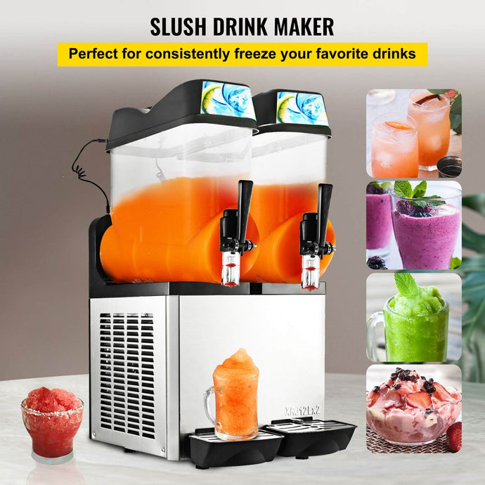 SIHAO - 12L x 2 Tank | Commercial Slushy Machine | Granita Slush Maker Slushy Juice | Easy Cleanup