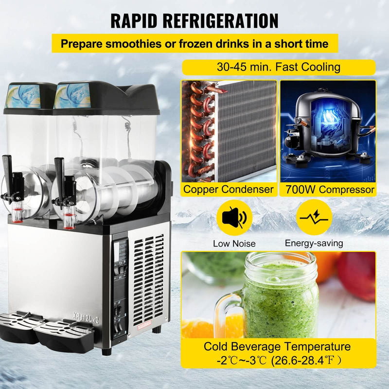 Load image into Gallery viewer, SIHAO - 12L x 2 Tank | Commercial Slushy Machine | Granita Slush Maker Slushy Juice | Easy Cleanup
