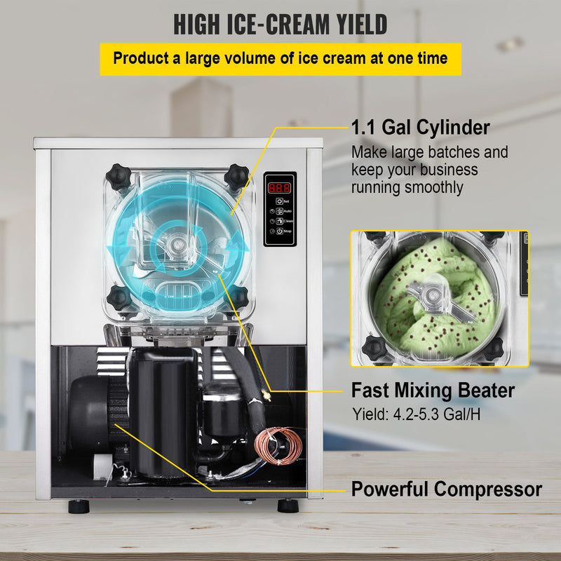 Load image into Gallery viewer, SIHAO - YKF-116 - Commercial Countertop Hard Serve Ice Cream Machine | 1400W Compressor | 4.2-5.3 Gal (16-20L)/H |  Maker with LED Display Screen Auto Shut-Off Timer One Flavors
