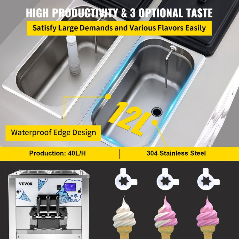 Load image into Gallery viewer, Commercial Ice Cream Machine High-end Vertical Three-Head SS240 US Plug
