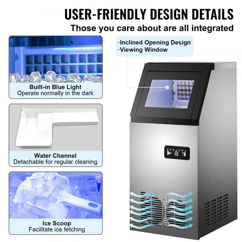 Load image into Gallery viewer, SIHAO - 40KG-90LBS/24H | Commercial Ice Maker | Auto Clear Cube | with 22LBS Storage | Automatic Ice Machine|
