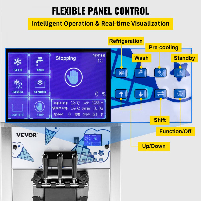 Load image into Gallery viewer, Commercial Ice Cream Machine High-end Vertical Three-Head SS240 US Plug
