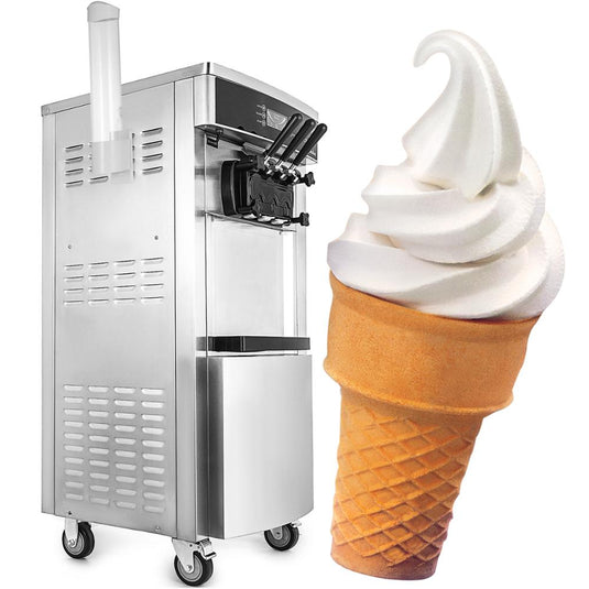 SIHAO - YKF 8228H - Commercial Soft Ice Cream Machine | 2200W Compressor | 2+1 Flavors | 5.3-7.4 Gal/H Auto Clean LCD Panel