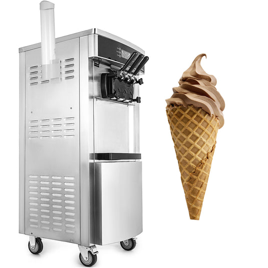 SIHAO - YKF 8228H - Commercial Soft Ice Cream Machine | 2200W Compressor | 2+1 Flavors | 5.3-7.4 Gal/H Auto Clean LCD Panel