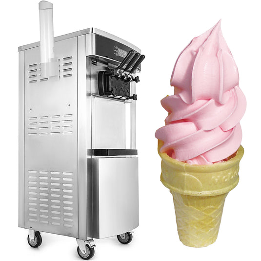 SIHAO - YKF 8228H - Commercial Soft Ice Cream Machine | 2200W Compressor | 2+1 Flavors | 5.3-7.4 Gal/H Auto Clean LCD Panel