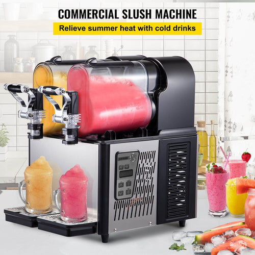SIHAO - 3L x 2 Tank | Commercial Slushy Machine | 340W |  with Temperature Preservation | Stainless Steel