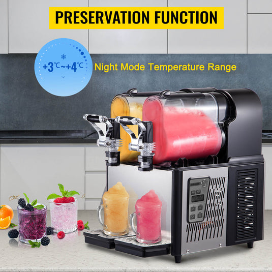 SIHAO - 3L x 2 Tank | Commercial Slushy Machine | 340W |  with Temperature Preservation | Stainless Steel