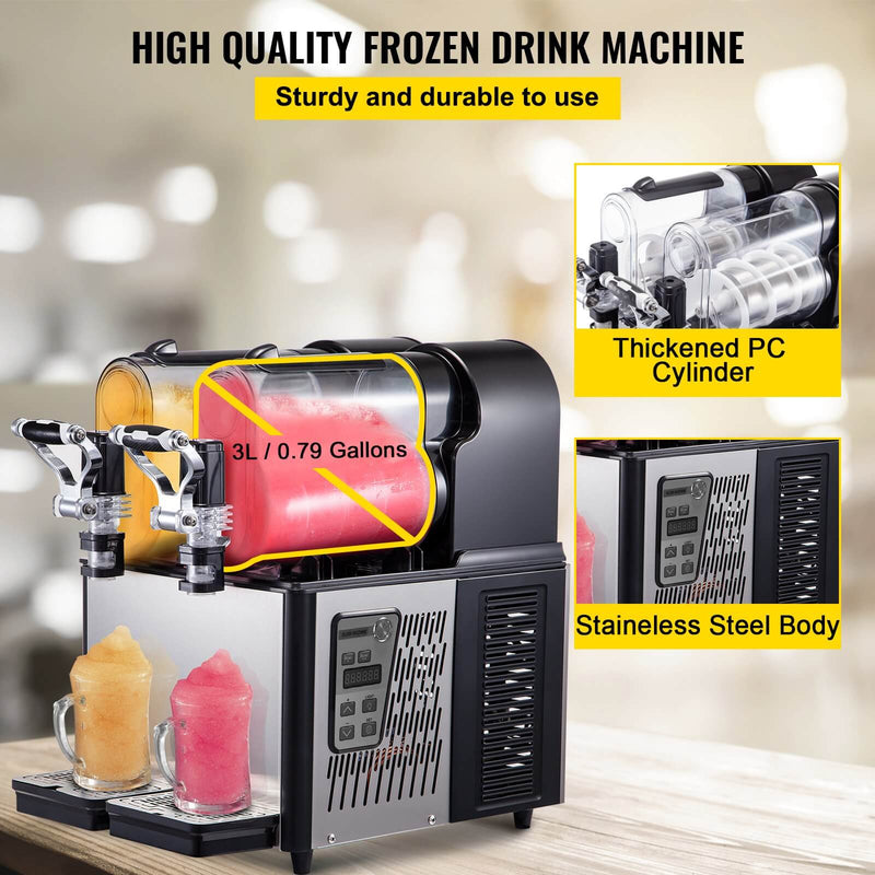 Load image into Gallery viewer, SIHAO - 3L x 2 Tank | Commercial Slushy Machine | 340W |  with Temperature Preservation | Stainless Steel
