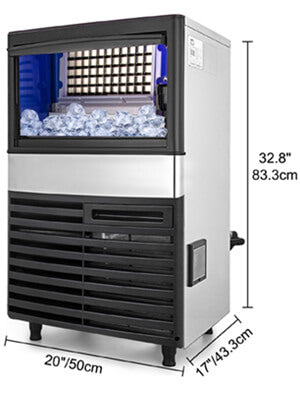 Load image into Gallery viewer, SIHAO - 45KG - 132 LBS/24h | 335W | Commercial Ice Maker Machine |  Stainless Steel with 39 lbs Storage | LED Panel | Water Filter
