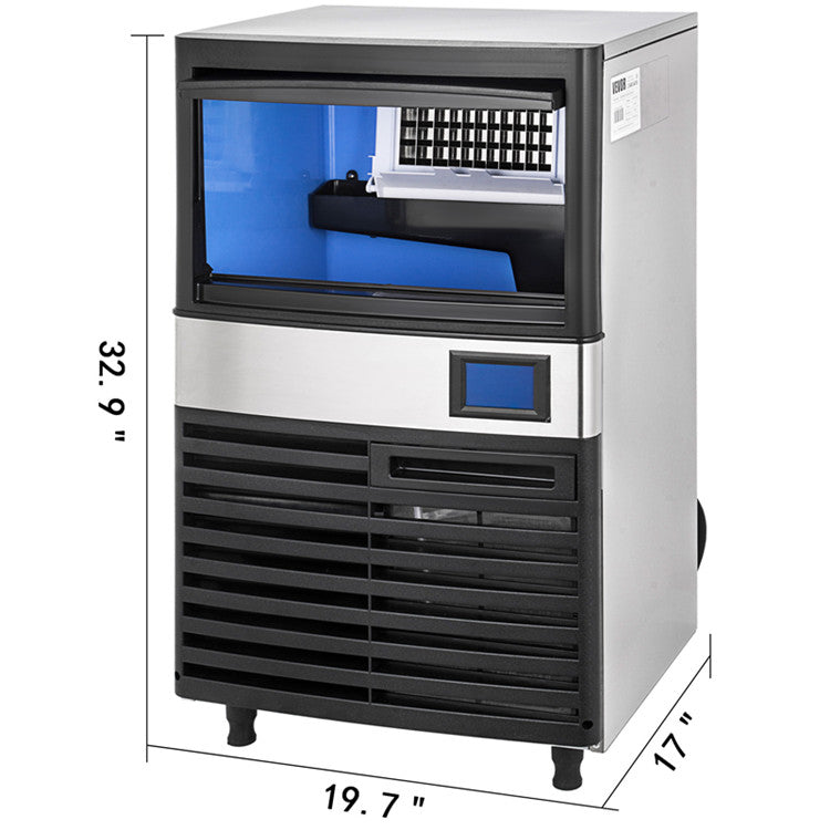 Load image into Gallery viewer, SIHAO - 70KG - 155LBS/24H | 335W compressor | Commercial ice Maker Machine |  with 39LBS Bin and Electric Water Drain Pump | Stainless Steel | Auto Operation
