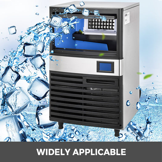 SIHAO - 70KG - 155LBS/24H | 335W compressor | Commercial ice Maker Machine |  with 39LBS Bin and Electric Water Drain Pump | Stainless Steel | Auto Operation