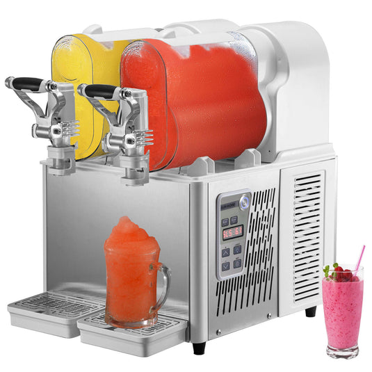 SIHAO - 3L x 2 Tank | Commercial Slushy Machine | 340W | with Temperature Preservation | Stainless Steel | Automatic Cleaning