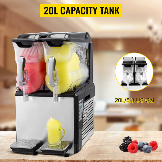 SIHAO - 10L x 2 Tank | Slushy Machine | Margarita Frozen Drink Maker | 900W | Automatic Clean Day and Night