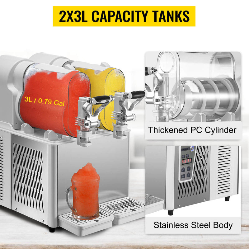 Load image into Gallery viewer, SIHAO - 3L x 2 Tank | Commercial Slushy Machine | 340W | with Temperature Preservation | Stainless Steel | Automatic Cleaning
