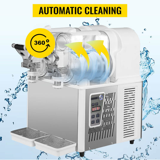 SIHAO - 3L x 2 Tank | Commercial Slushy Machine | 340W | with Temperature Preservation | Stainless Steel | Automatic Cleaning