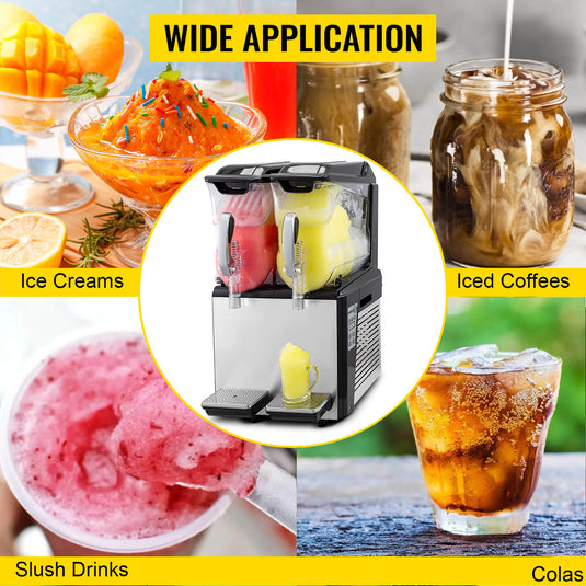 SIHAO - 10L x 2 Tank | Slushy Machine | Margarita Frozen Drink Maker | 900W | Automatic Clean Day and Night