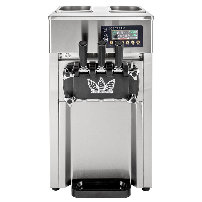 SIHAO - A168 - Countertop Soft Ice Cream Machine | 1200W Compressor | 4.2-4.7 Gal/H | with 2x3L Hoppers