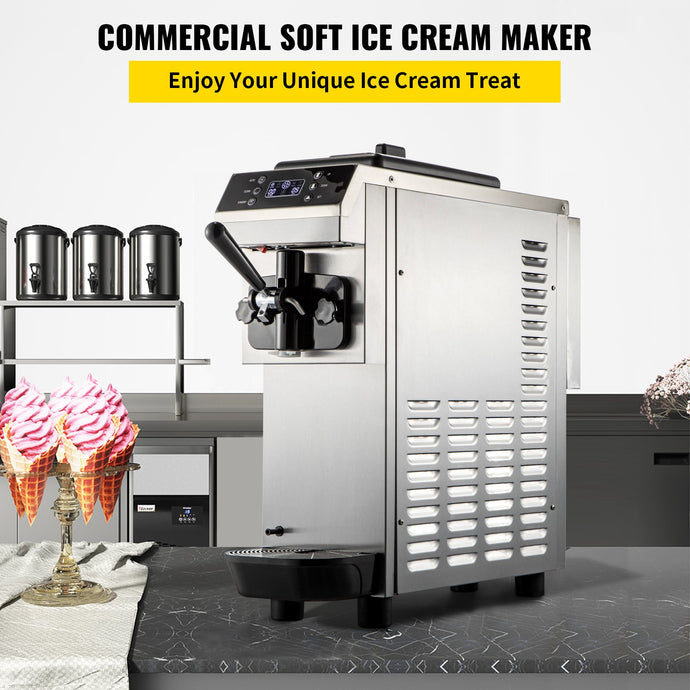 SIHAO - D200 - Countertop Soft Ice Cream Machine | 1200W Compressor | 13L/H (3.4 Gal/Hour) | with LED Intelligent Panel