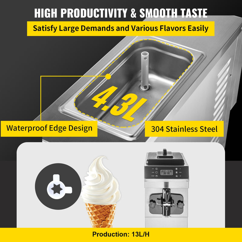 Load image into Gallery viewer, SIHAO - D200 - Countertop Soft Ice Cream Machine | 1200W Compressor | 13L/H (3.4 Gal/Hour) | with LED Intelligent Panel
