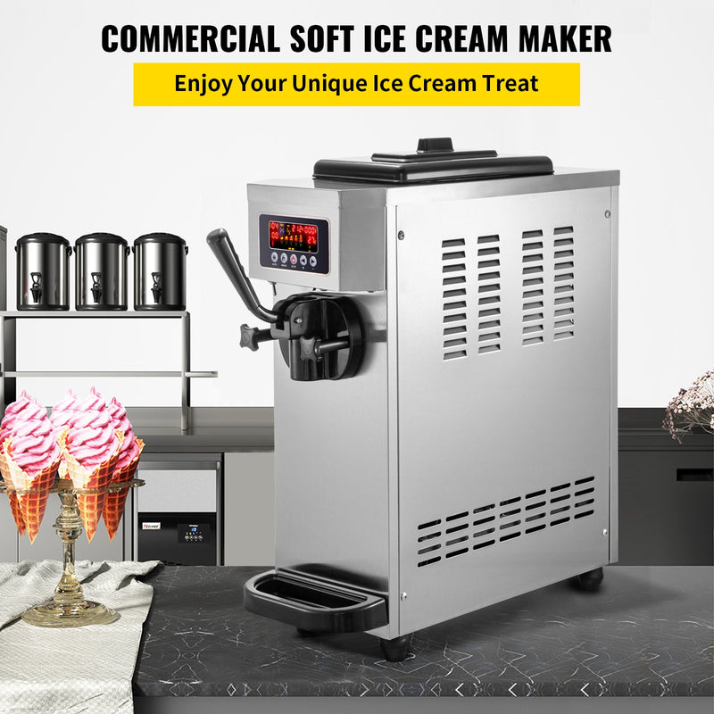 Load image into Gallery viewer, SIHAO - A116 - Countertop Soft Serve Ice Cream Machine | 1200W Powerful Compressor | 4.8-5.3 Gal/H | with LCD Panel | Stainless Steel
