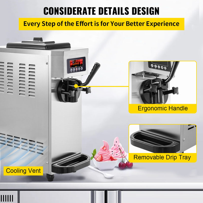 Load image into Gallery viewer, SIHAO - A116 - Countertop Soft Serve Ice Cream Machine | 1200W Powerful Compressor | 4.8-5.3 Gal/H | with LCD Panel | Stainless Steel
