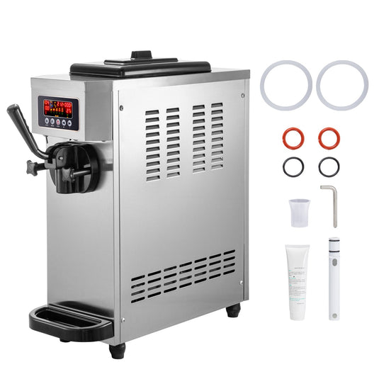 SIHAO - A116 - Countertop Soft Serve Ice Cream Machine | 1200W Powerful Compressor | 4.8-5.3 Gal/H | with LCD Panel | Stainless Steel