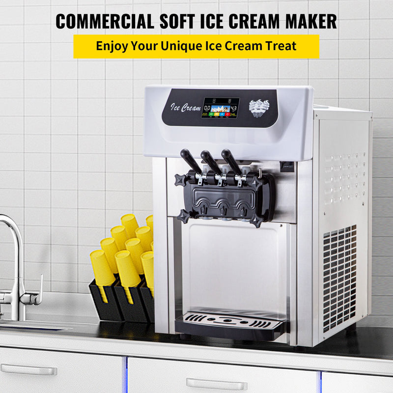 Load image into Gallery viewer, SIHAO - YKF-8216T - Commercial  Countertop Soft Ice Cream Machine | 2+1 Flavors | with Pre-Cooling | 5.3-7.4 Gal/H | 2200W  Compressor | with LCD Intelligent Panel
