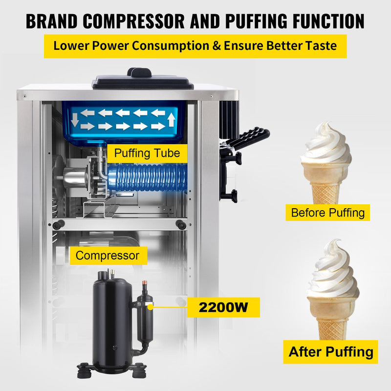 Load image into Gallery viewer, SIHAO - YKF-8216T - Commercial  Countertop Soft Ice Cream Machine | 2+1 Flavors | with Pre-Cooling | 5.3-7.4 Gal/H | 2200W  Compressor | with LCD Intelligent Panel
