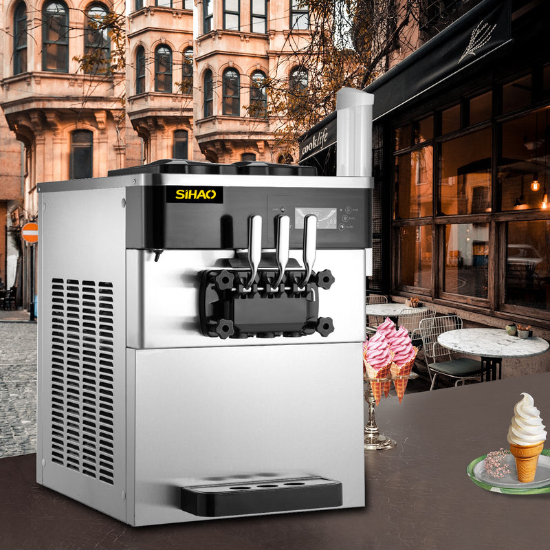 Load image into Gallery viewer, SIHAO - YKF-826T - Commercial Countertop Soft Ice Cream Machine | 2+1 Flavors | 2200W | 20-28L/H (5.3-7.4 Gal/H) | with two 3L Hoppers
