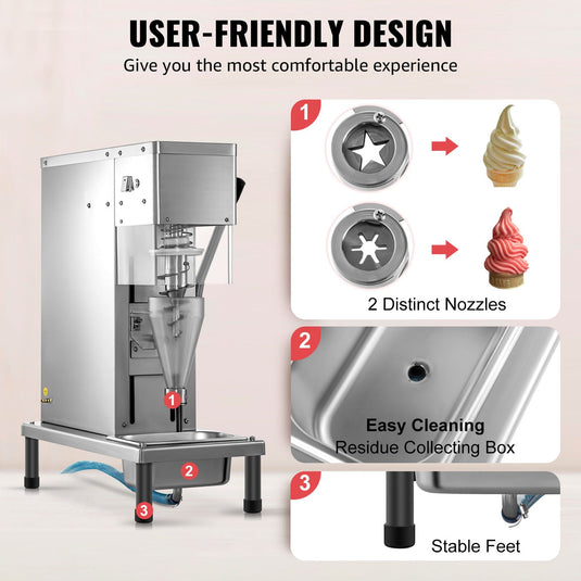 SIHAO - 7150T - Frozen Yogurt Blending Machine | 750W | Yogurt Milkshake Ice Cream Mixing Machine | 304 Stainless Steel Construction | Professional Commercial Kitchen Equipment