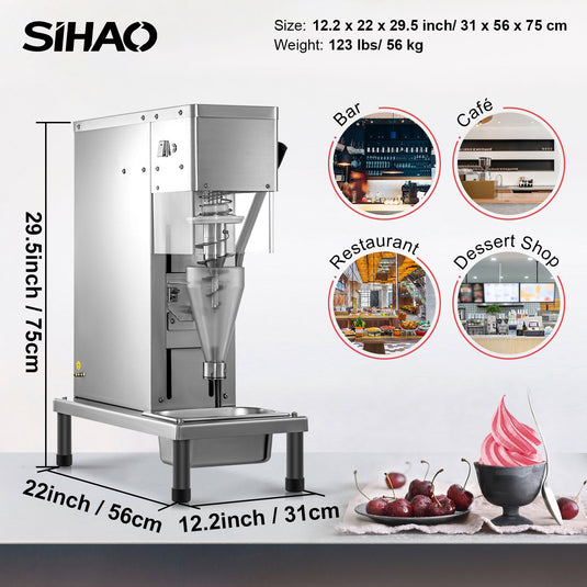 SIHAO - 7150T - Frozen Yogurt Blending Machine | 750W | Yogurt Milkshake Ice Cream Mixing Machine | 304 Stainless Steel Construction | Professional Commercial Kitchen Equipment