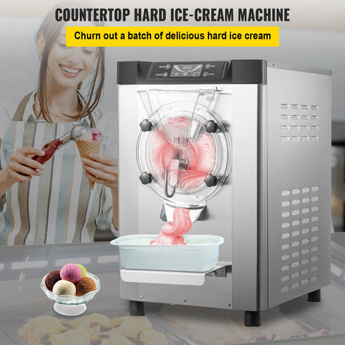 SIHAO - YKF-7218 - Commercial Countertop Hard Serve Ice Cream Machine | 4.8-6.3 Gal/H | 1.6 Gal Cylinder | 2000W Compressor | LCD Screen
