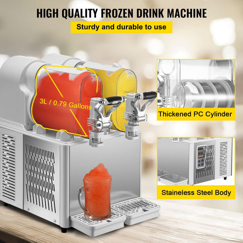 Load image into Gallery viewer, SIHAO - 3L x 2 Tank | Commercial Slushy Machine | 340W | with Temperature Preservation | Stainless Steel | Automatic Cleaning
