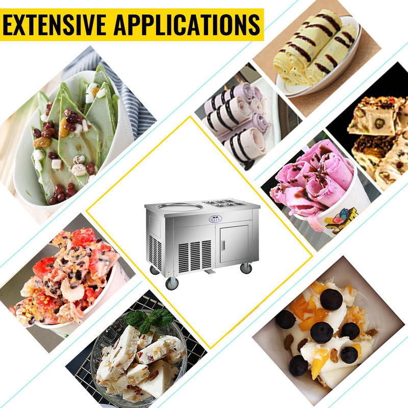 Load image into Gallery viewer, SIHAO - 1450W | Commercial Rolled Ice Cream Machine | Single Pan | Stainless Steel | Refrigerated Cabinet 6 Boxes
